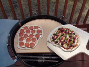 Grilled Pizza Stone and Wooden Pizza Peel Set